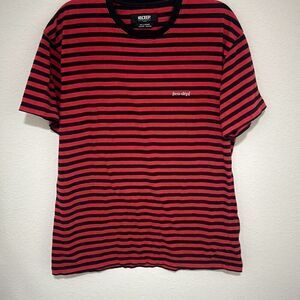10 Deep Mens Black Red Stripe Crew Neck Short Sleeve 100% Cotton T-Shirt‎ Sz 2XL